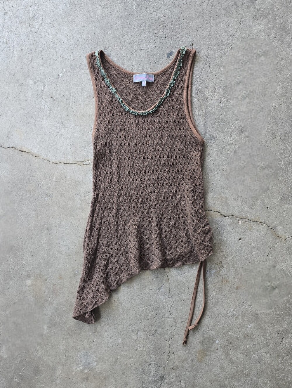Vintage Pretty Angel knit Tunic Asymmetrical wooden Earthy Boho Fairy top